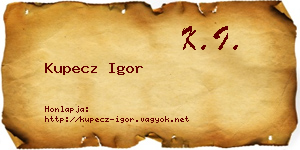 Kupecz Igor névjegykártya